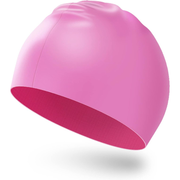 Svømmehue til mænd og kvinder, voksen svømmehue, behagelig pasform, vandtæt svømmehue, silikone unisex svømmehue Pink