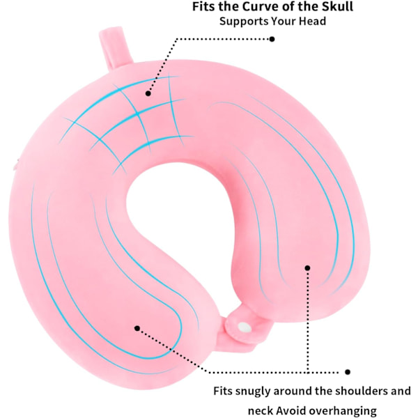 Resepåse Nackkudde Minnesskum Resepuddar Huvudstöd Kudde för Flygplan Kontor Resa Viktiga Flyg Kuddar för en Lång Distans Vila Pink