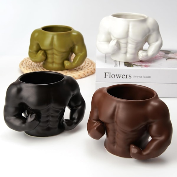 3D Muskel Kaffeemugg, Gym Workout Fit Fitness Gewichte Diät Lustige Humor Kaffeetassen für Frauen Männer Fitnessstudio Liebhaber Geschenke White