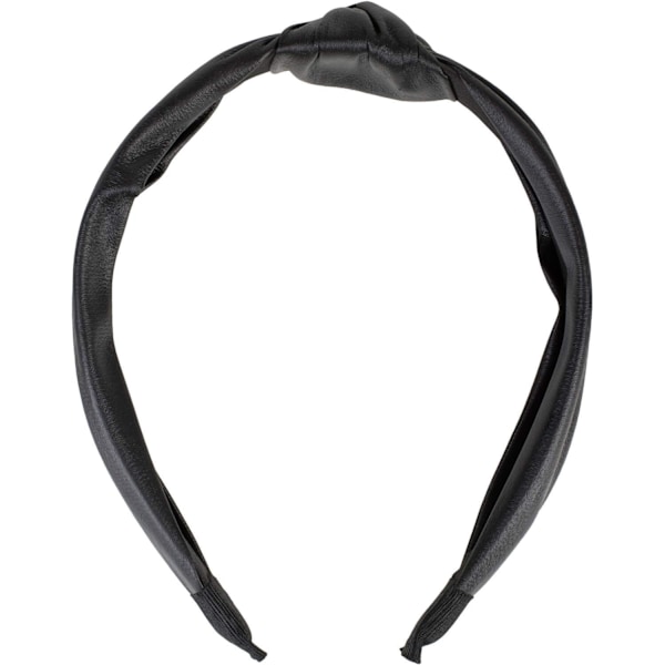 Hårband för kvinnor med knut i konstläderlook, hårband i retrostil, färg: Svart