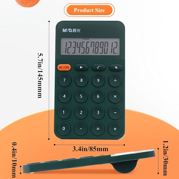 Skrivbordsräknare 12-siffrig räknare med stor LCD-skärm och knappar, automatisk viloläge, bärbar söt räknare