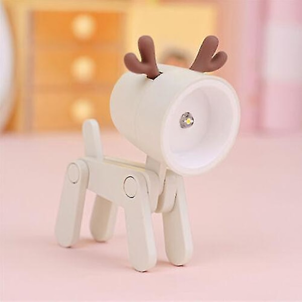 Mini Tegneserie Dyr LED Skrivebordslampe Bærbar Justerbar Sød Kæledyrs Natlampe beige deer