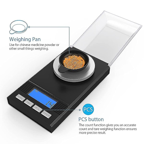 50g/0,001g Milligram Vægt, Milligram Præcisionsvægt, mg, Lommevægt, Laboratorievægt Med Lcd Display