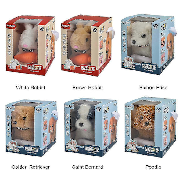 Robot Hvalp, Min Realistiske Robot Hvalp Milow Realistisk Gående Teddy Plys med Æske Brown Rabbit