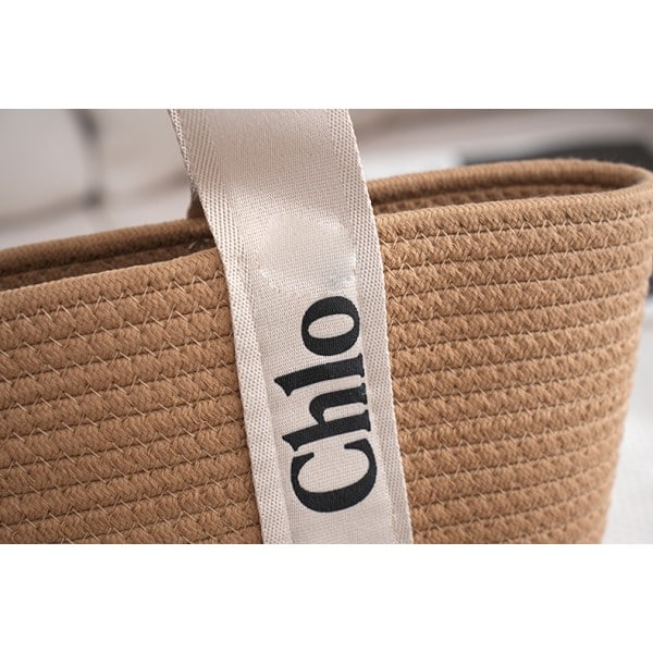 Chl oe Bomull repvävd väska handväska turist semester strandväska khaki Chloe khaki