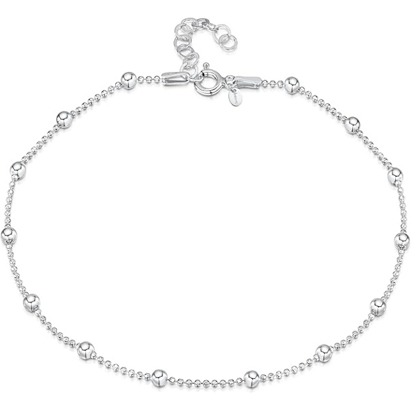 925 Sterling Silver Justerbar Ankelkedja - Klassiska Kedjor Ankelarmband - 9\" till 10\" tum - Flexibel Passform