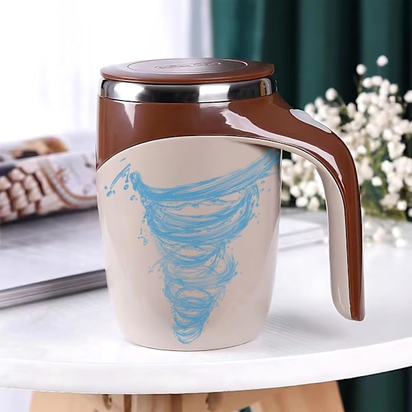 380ML Självrörande Kaffe Mugg Automatisk Magnetisk Omrörning Kaffe Mugg Roterande Hem Kontor Resa Omrörning Kopp Brown