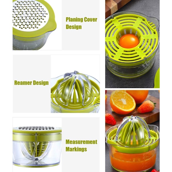 Manuell citruspress, citronpress, diskmaskinssäker, multifunktionell apelsin citrus limepress, manuell fruktpress med måttbägare