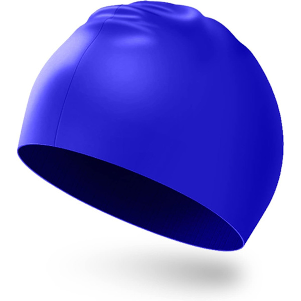 Svømmehue til mænd og kvinder, voksen svømmehue, behagelig pasform, vandtæt svømmehue, silikone unisex svømmehue Blue