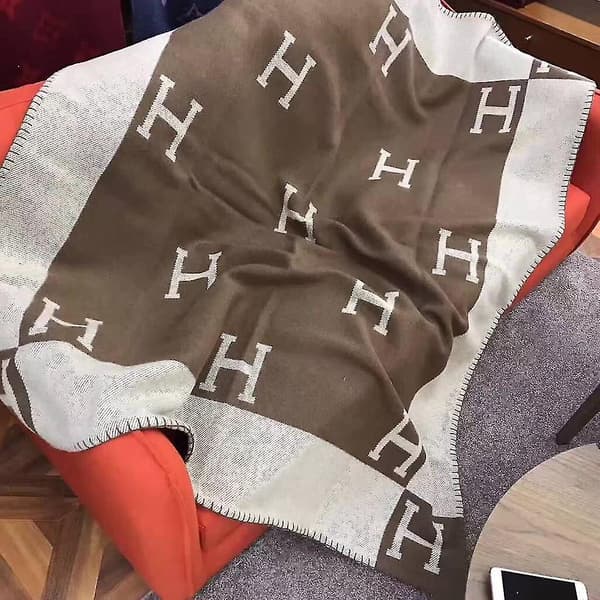 Kunstig ullkashmir varm teppe sofa pledd, 1 stykke svart og hvitt