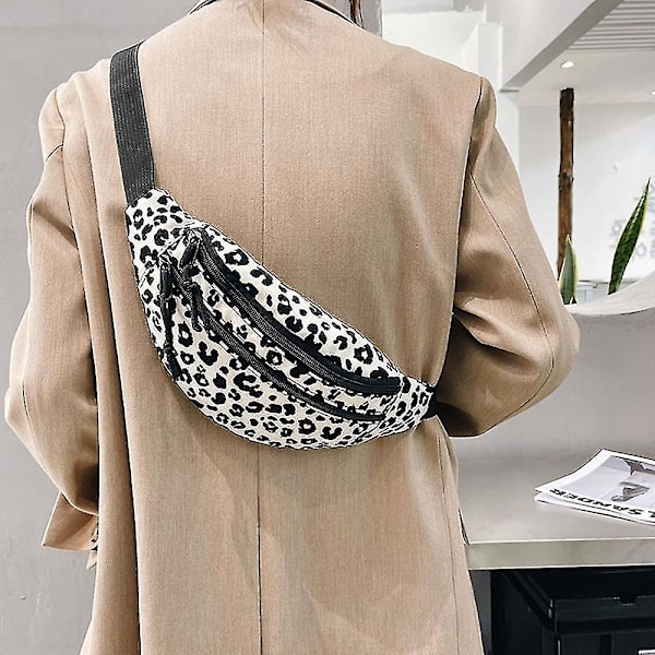 Animal Leopard midjeväska för kvinnor, justerbar rem för resor, fest, vandring, sport - Khaki