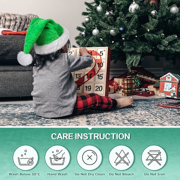 Grön tomteluva i velour, lyxig julhatt för vuxna, tomteluvor för kvinnor och män, tomteluvor, juldekoration