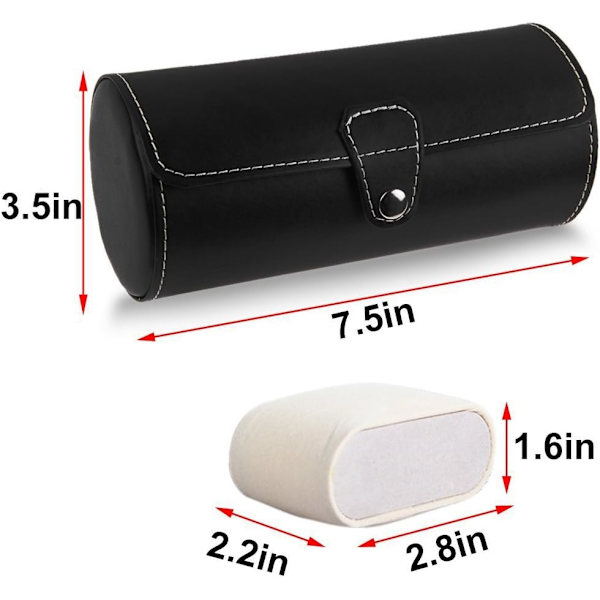 PU Læder Rulle Rejse Urboks Holder Organizer Opbevaringskasse 3 Gitter til Ure eller Armbånd, Sort Brown