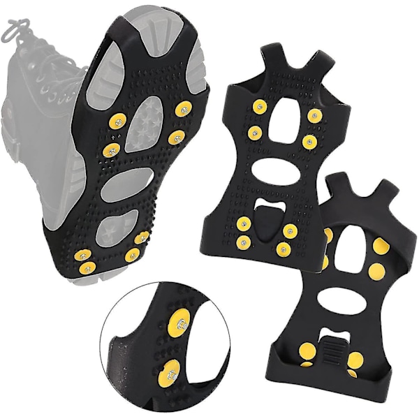 10-stud Universal Ice No Slip Snow Shoe Spikes Grips Cleats - XL