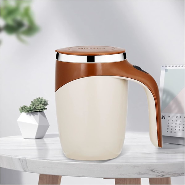 380ML Självrörande Kaffe Mugg Automatisk Magnetisk Omrörning Kaffe Mugg Roterande Hem Kontor Resa Omrörning Kopp Brown