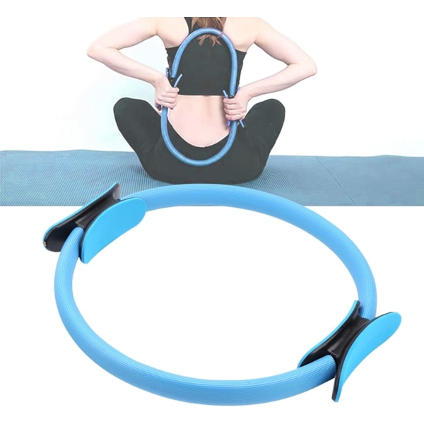 Fitness Pilates Ring - Dobbeltgrebs Træningscirkel Fitness Magic Circle Modstandsring Dobbeltgreb til Yoga Core Træning - 15 Tommer blue