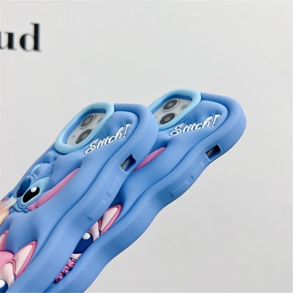 Lilo og Stitch Tegneserie 3D Bølget Blød Silikon Telefon Cover til iPhone 15 13 12 11 XR SE 8 7 6 Skal iPhone 12 iPhone 13