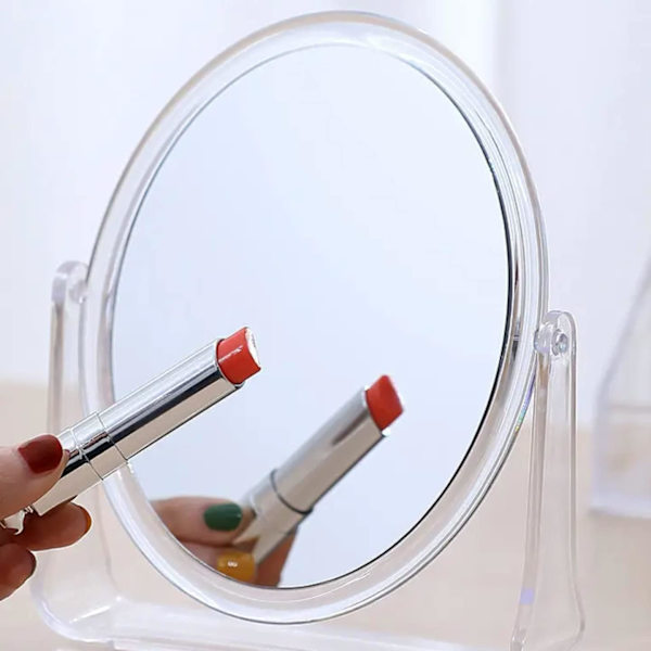Smink Spegel Dubbelsidig Toalettbord Kosmetisk Sminkbordsspegel 360° Rotation Bordsskiva Cirkelspegel för Styling Hår