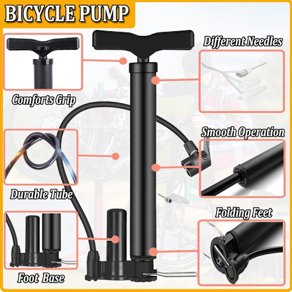 Bärbar minicykelpump för däck, lättviktig Presta Schrader universell cykelpump