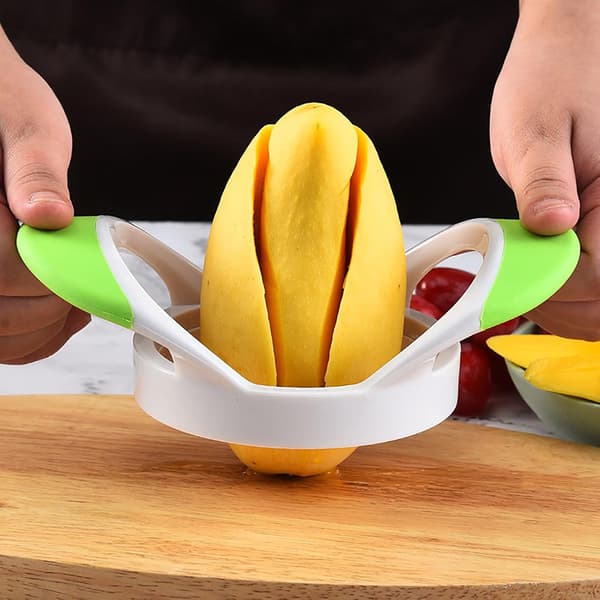 One Piece Mango Kutter i Rustfritt Stål - Slitesterk Fruktkutter med Håndtak - Sklisikker Mango Slicer