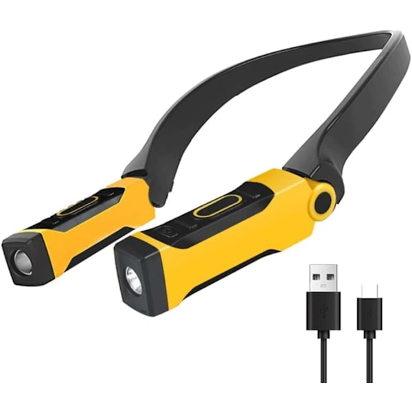 Uppladdningsbar USB-läslampa Nackboklampa, 2 ljusstyrkenivåer, böjbara armar för läsning, camping, reparation
