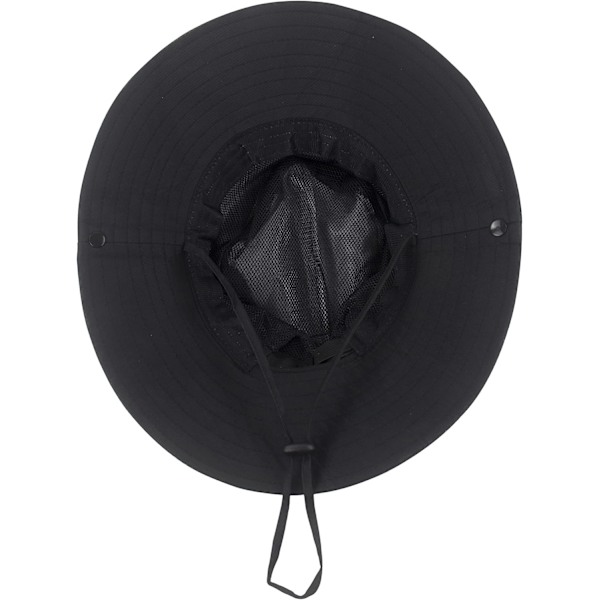 Naisten Poninhäntä Auringonhattu UV-Suojaus Taitettava Verkko Leveä Reuna Ranta Kalastushattu Solid color adult—black