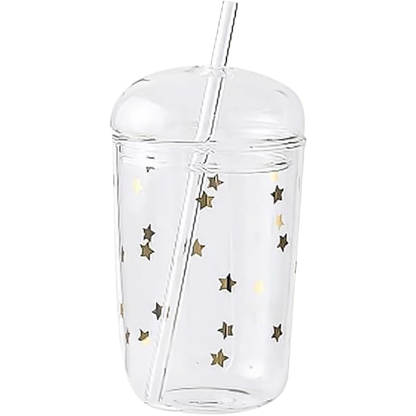 Mason Jar med lock och sugrör - Boba-glaskopp Estetiska koppar - Genomskinliga vattenflaskor Återanvändbar mugg med lock och sugrör