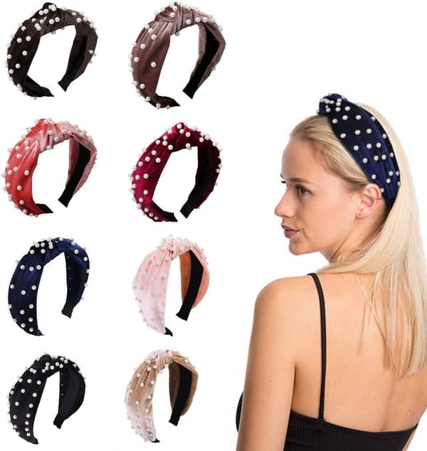 Hodebånd for kvinner - Perlehodeband - 1 stk. Tvinnet kunstig perle fløyelshodeband Elegant Bling hårklipp hårnåler hodeplagg