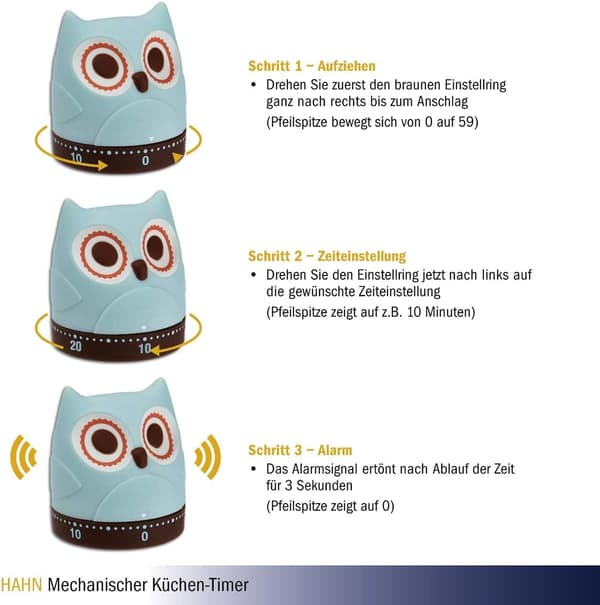 Ugleformet Mekanisk Timer, kjøkkentimer, mekanisk, morsom eggtimer, retro