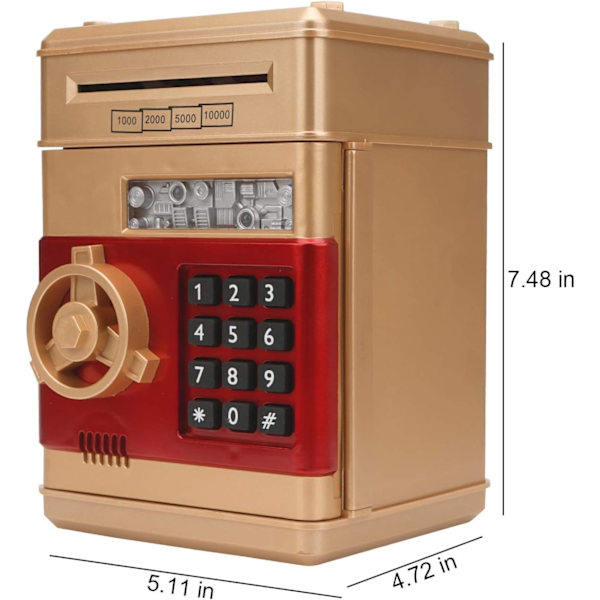 Elektronisk spargris, Mini ATM lösenord sparbössa kontanter mynt sparbössa för barn, tecknad säker bankbox perfekt leksaks gåvor för pojkar flickor Gold