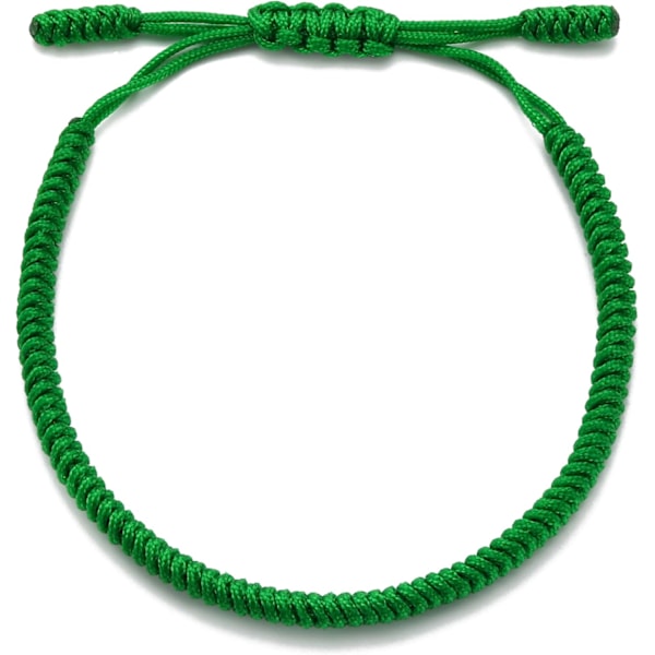 Handgjord tibetansk lyckobringande armband för kvinnor, män, tonåringar, justerbar storlek vänskapspresent handgjord rep flätat chakra armband Green