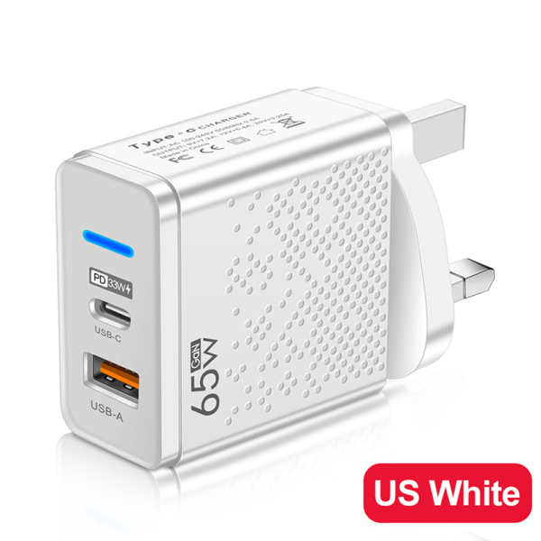 Hurtiglader 65W USB C-lader for iPhone 12 USB Hvit White