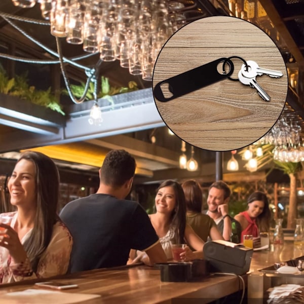 Rostfria kapsylöppnare för öl, 2 st platta kapsylöppnare för bar, restaurang, svart