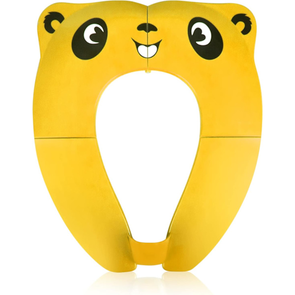 Rejse-Toilettræningssæde til Småbørn, Bærbar Toilettræningssæde til Børn, Foldbart Toilettræningssæde i ABS-Materiale med 8 Anti-Skrid Sikkerhedspuder og 1 Bærepose Yellow Panda