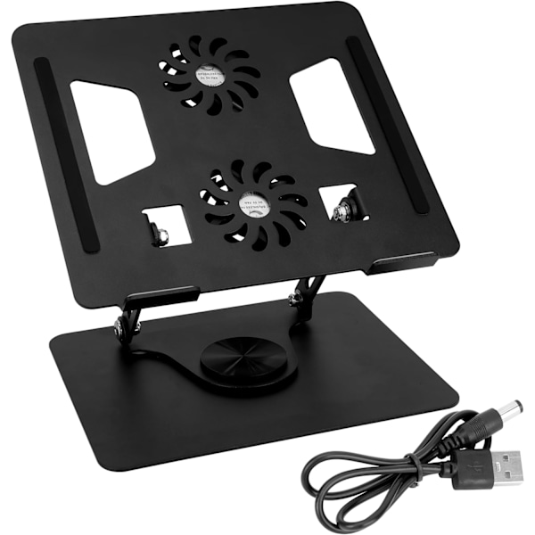 Justerbar Laptop Stativ til Skrivebord - 360° Drejelig Base, Foldbar Laptop Højder med Køleplader - Ergonomisk Bærbar & Kompatibel