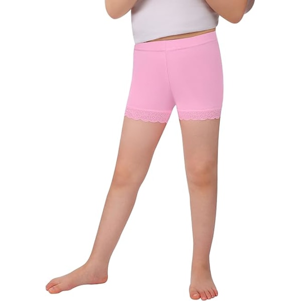 Sykkelshorts Jenter Svarte Dance Pe Shorts Barn med Blonderkant Sport 2-10 År 6 Pakk 7-8 Years