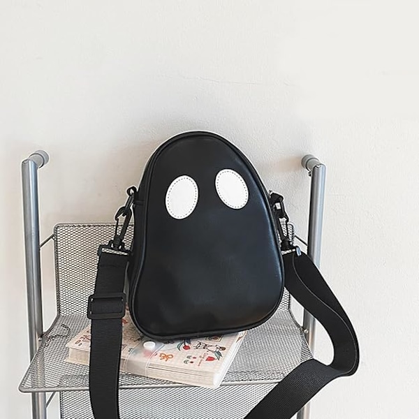 Læder Gothic Crossbody Skuldertaske med Lynlåslukning White