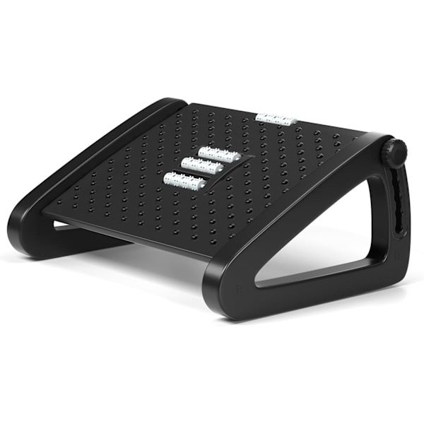 Fodstøtte til Kontor, Justerbar Højde Fodstøtte Under Skrivebord, Ergonomisk Fodskammel med Stor Rulle Massager til Kontor Black