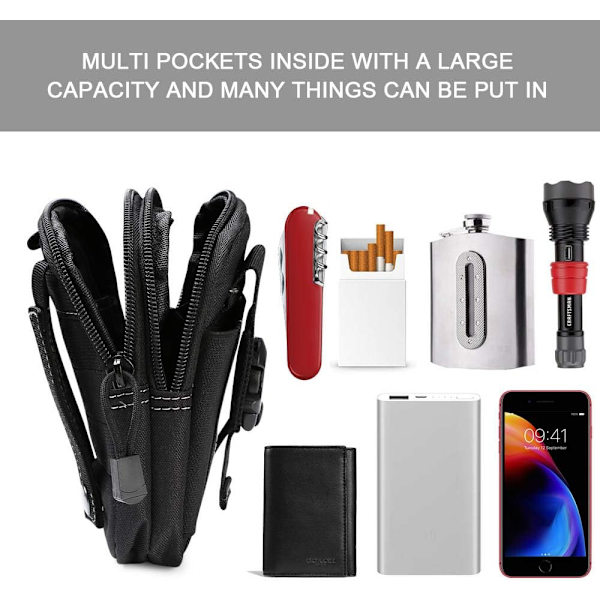 Taktisk midjeväska, universell utomhus midjeväska + utomhuskrok | Utility Gadget midjeväska med mobiltelefonhölster