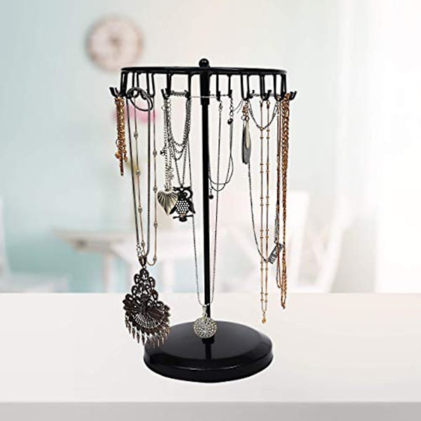 23 krokar roterande halsband displayhållare hänge armband smyckesställ stativ Black
