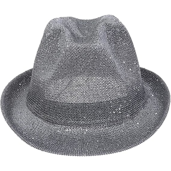Naisten ja miesten säihkyvä ontto fedora-aurinkolippis, taitettava ja pakattava trilby-panama kesärantahattu