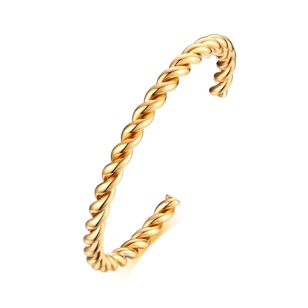 Guldpläterade tvinnade tjocka armband | 14K guldpläterade | Lee