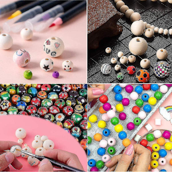 1105 Træperler Til Trådning Naturlige Trækugler Med Hul 20mm 16mm 12mm 10mm 8mm 6mm Til Di