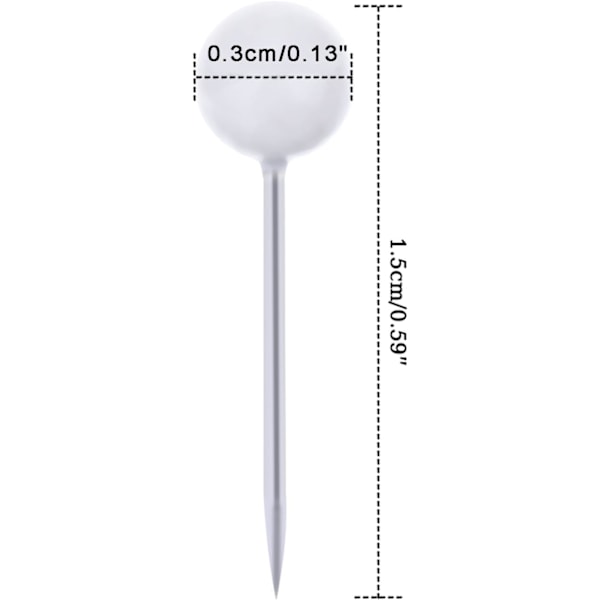 Outus 1/8 tum rundhuvudskartnålar, 300 stycken, vita