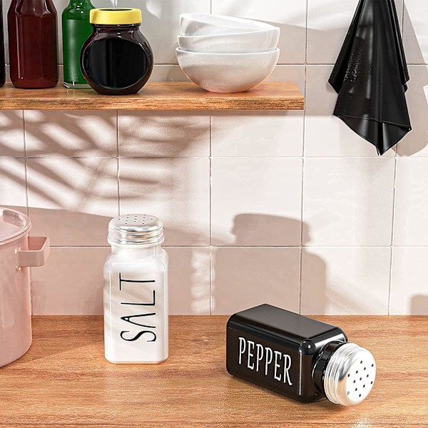 Suola- ja pippurimyllysetti, 2 kpl suola- ja pippurimyllyä, suola- ja pippuripurkit keittiöön, grilliin, retkeilyyn, ravintolaan, ruokapöytään (suorakulmainen) Black 2 pack
