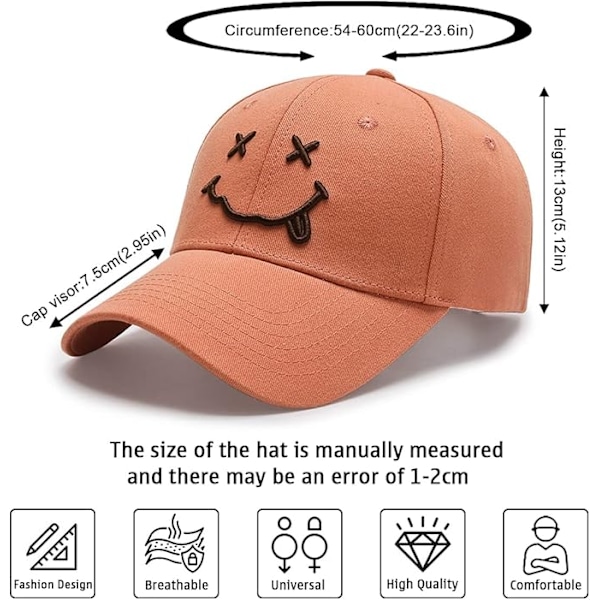Baseball Cap Mænd Quirky Bizarre Broderi Hatte Unisex, Hip Hop Trucker Caps Justerbar Åndbar Sommer Solhat Sports Cap til Udendørs, Orange