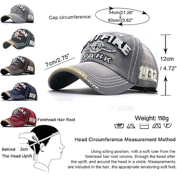 Distressed Baseball Cap til Mænd Vintage Trucker Hat Mænd Bomuld Broderet Snapback Casual Baseball Cap Unisex, Grå