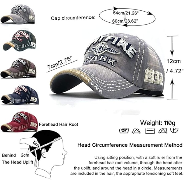 Kulunut Baseball-lippis Miehille Vintage Trucker Hat Miehet Puuvilla Kirjailtu Snapback Rento Baseball-lippis Unisex, Harmaa