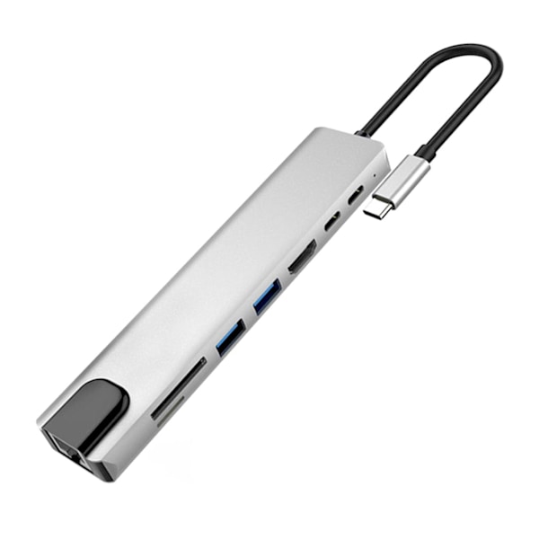 4K HDMI Dokkingsstasjonadapter med hurtiglader - 8-i-1 Type-C Dokkingsstasjon