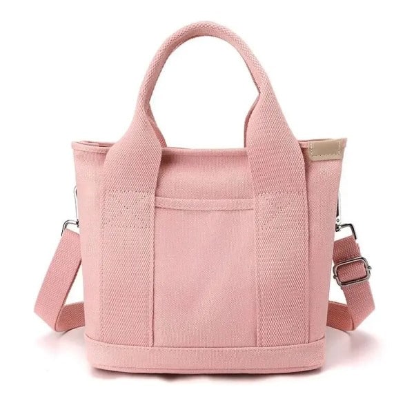 Damväska Kvinna Liten Dragkedjeväska Mode Damar Enkelsidig Bärbar Tjock Canvas Mobiltelefon Hinkväska Rosa Pink